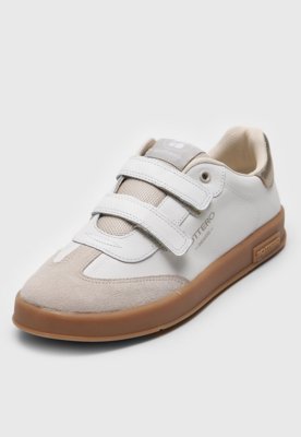 Tênis Couro Bottero Recorte Suede Off-White