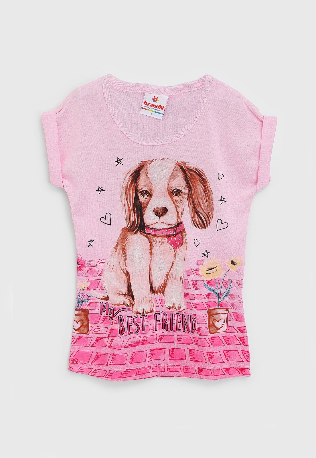 Camiseta Infantil Brandili Sakura Rosa - Compre Agora