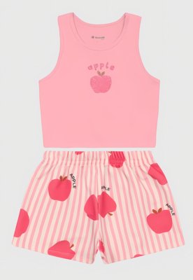 Conjunto Infantil Brandili Top Cropped e Short Rosa