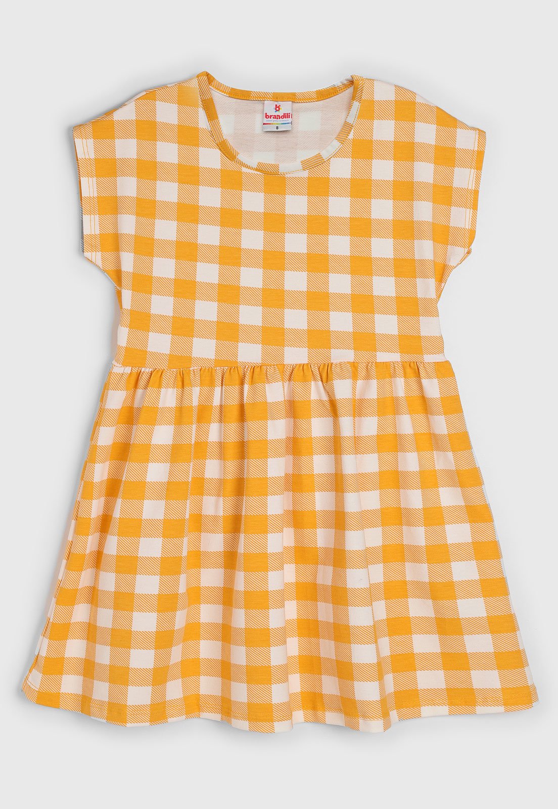 Vestido Longo Estampado Xadrez Vichy Rodado em Viscose Sob Branco e -  Amarelo