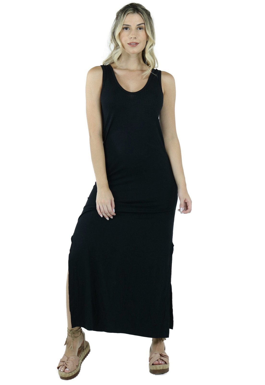 vestido longo regata preto