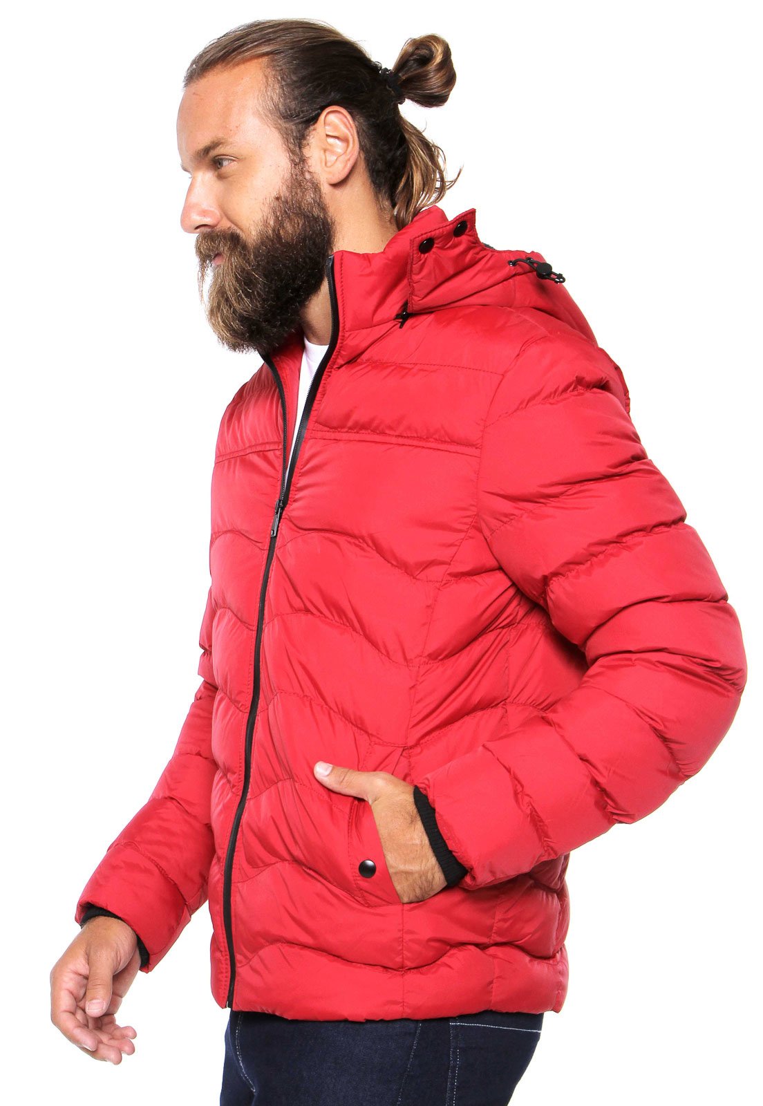 jaqueta puffer masculina vermelha
