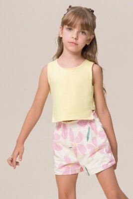 Conjunto Infantil Bugbee Colete e Shorts Tricoline Reversible Estampado