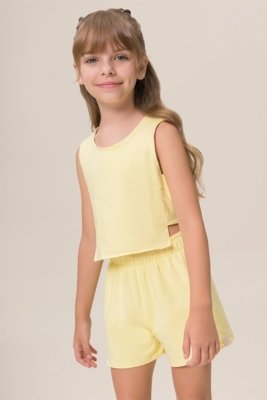 Conjunto Infantil Bugbee Colete e Shorts Tricoline Reversible Estampado