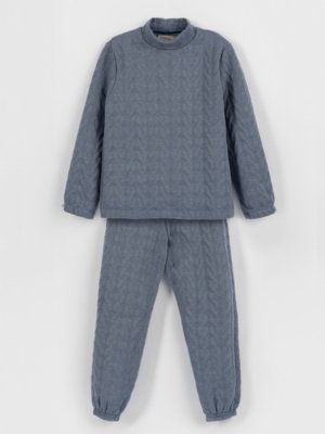Conjunto Infantil Bugbee em Malha Texturizada Azul