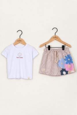 Kit 2 Conjuntos Infantis Bugbee Menina - Branco e Rosa Samba