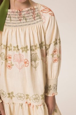 Vestido Infantil Bugbee em Tecido Rustico Estampado