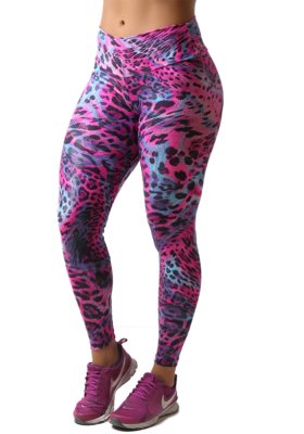 Legging C&M Fitness de Cirrê Estampa Onça Rosa Menor preço em Legging C&M Fitness de Cirrê Estampa Onça Rosa