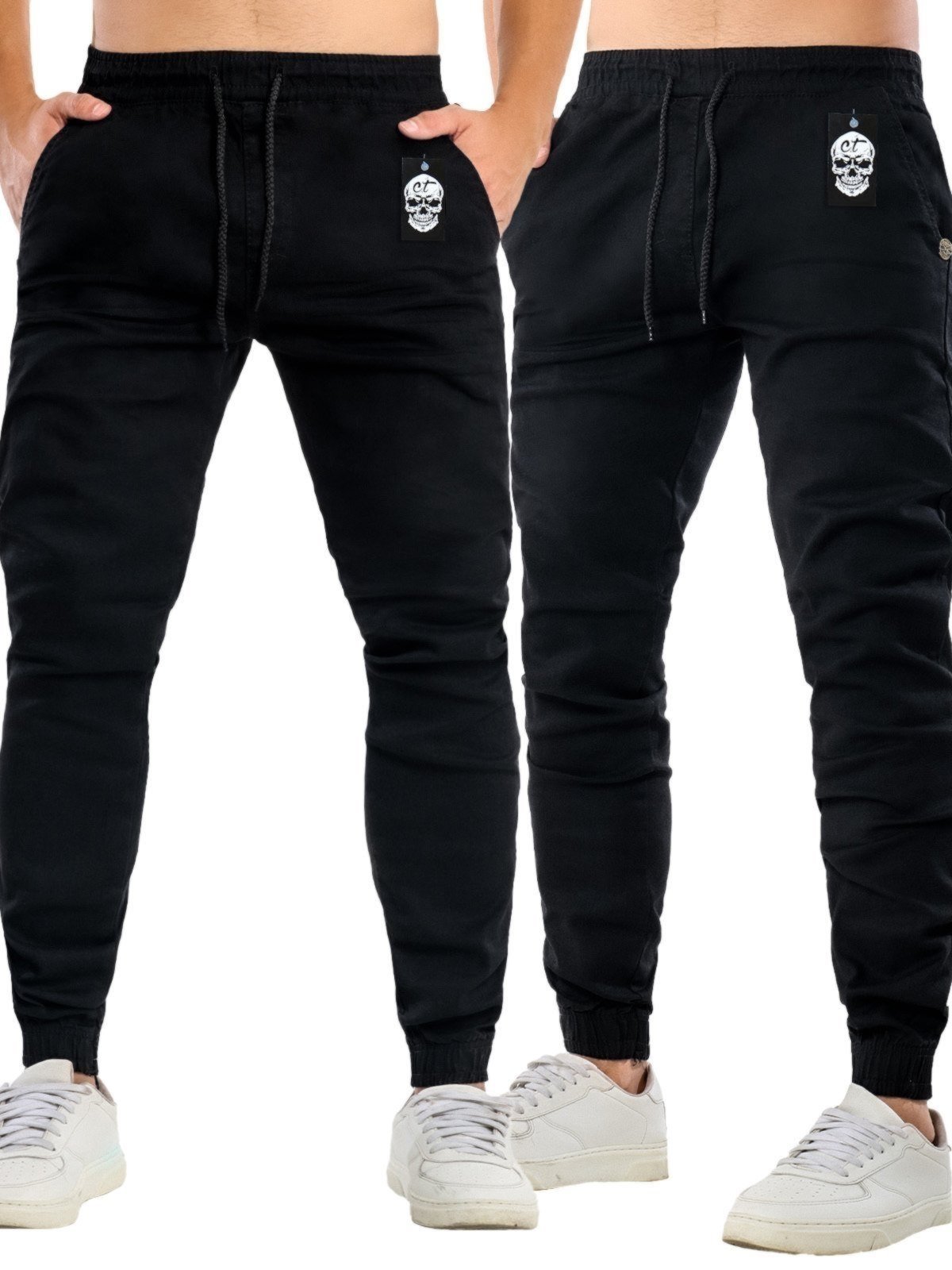 Calça Jogger Masculina Sarja Elástico Preto Compre Agora Kanui Brasil