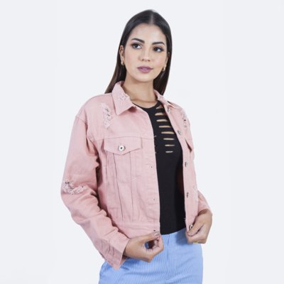 jaqueta jeans rosa