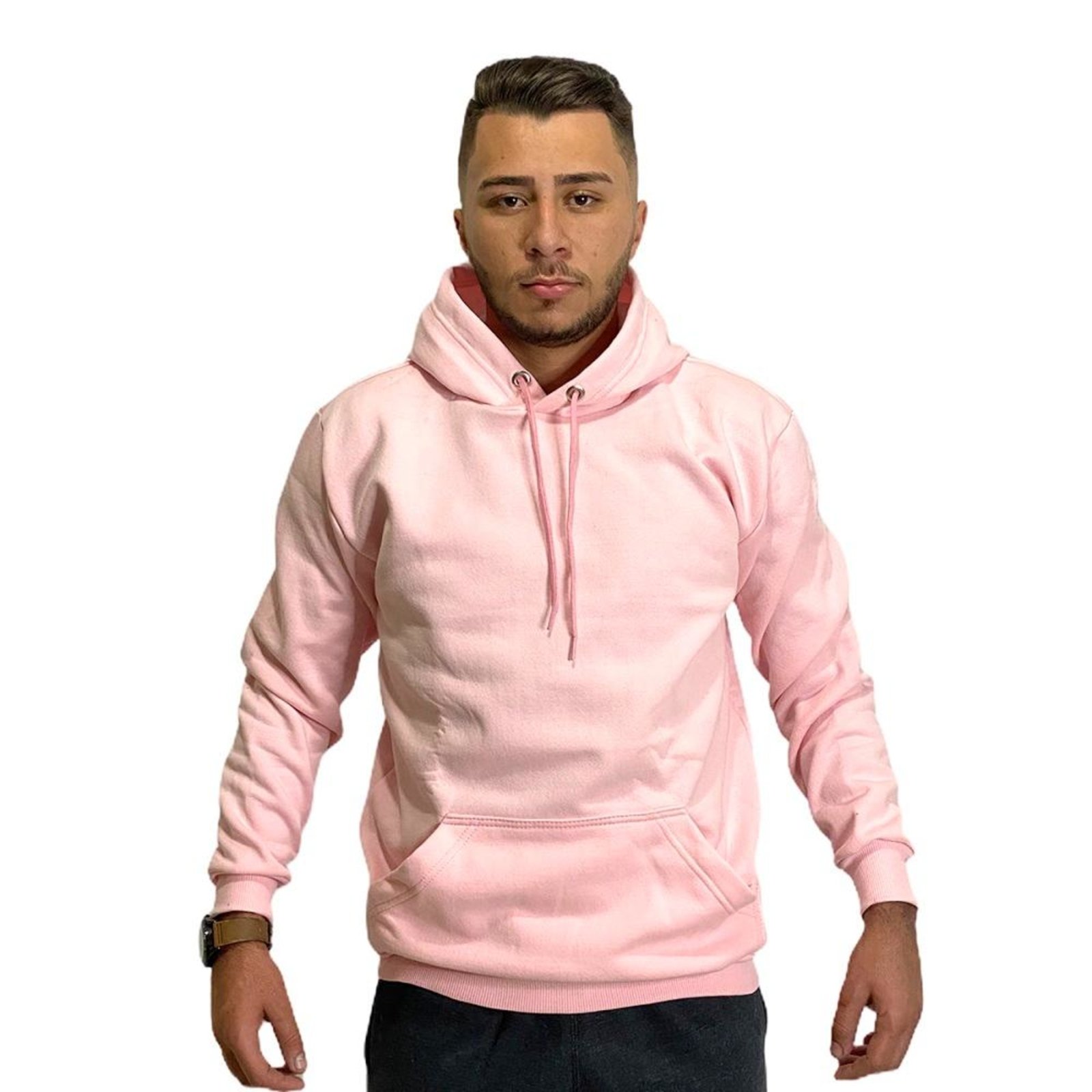 Moletom Masculino Blusa De Frio Canguru Flanelado Casual Liso Club 21