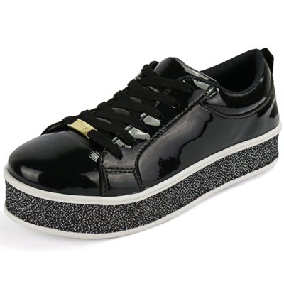 tenis preto verniz plataforma