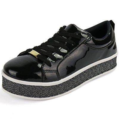 Tênis Casual CR Shoes Preto Verniz Menor preço em Tênis Casual CR Shoes Preto Verniz