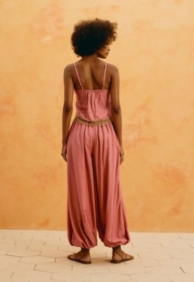 Blusa Alças Detalhe Renda Rosa