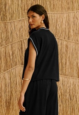 Blusa Moletinho Rib Decote E Cava