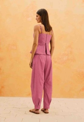 Calça Crop Lisa Rosa