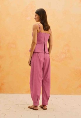 Calça Crop Lisa Rosa