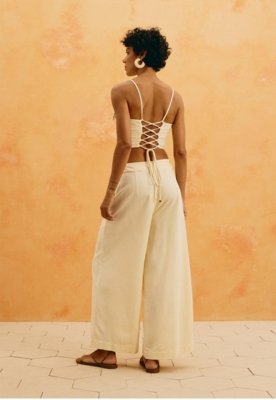 Calça Cropped Lisa Amarelo