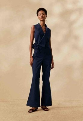 Calça Flare Lisa Azul
