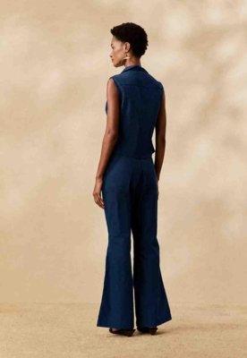 Calça Flare Lisa Azul
