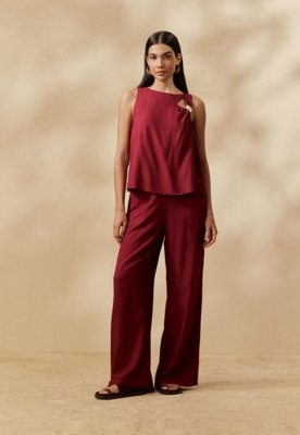 Calça Lisa Elástico Costas