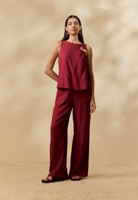 Calça Lisa Elástico Costas