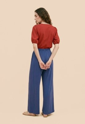 Calça Pantalona Recorte Lisa