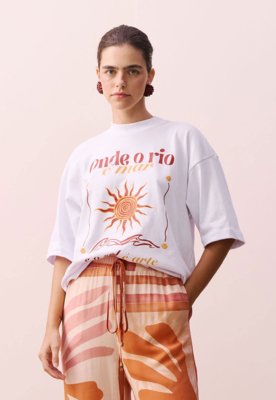 Camiseta CaCay Reta Rio é Mar Off-White