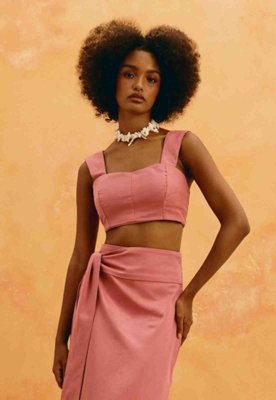 Cropped Alça Larga Rosa