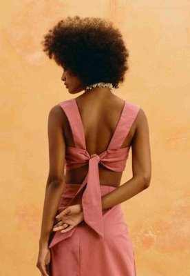 Cropped Alça Larga Rosa
