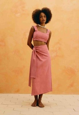 Cropped Alça Larga Rosa