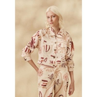 Jaqueta Sarja Estampada Rocca Off-white