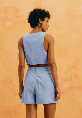 Short Liso Bolsos Azul