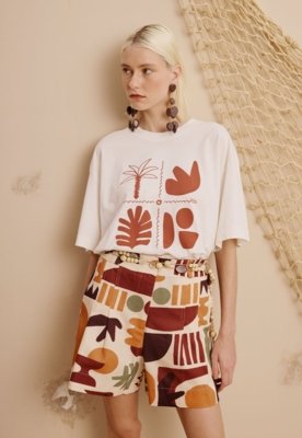 Short Pregas Estampado Ribeirinha