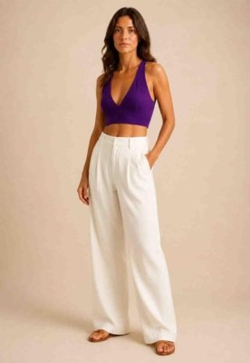 Top Alça Larga Liso Roxo