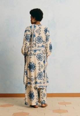 Veste Mangas Estampada Jasmin Azul Azul