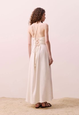 Vestido CaCay Midi Malha Rendada Off-White
