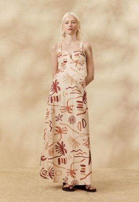 Vestido Longo Estampado Rocca Off-white