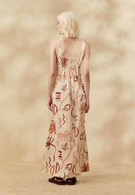 Vestido Longo Estampado Rocca Off-white