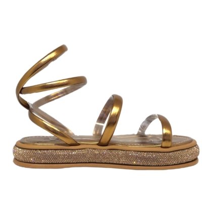 Sandália Flat Strass Brilho Cacci Moda
