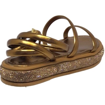 Sandália Flat Strass Brilho Cacci Moda