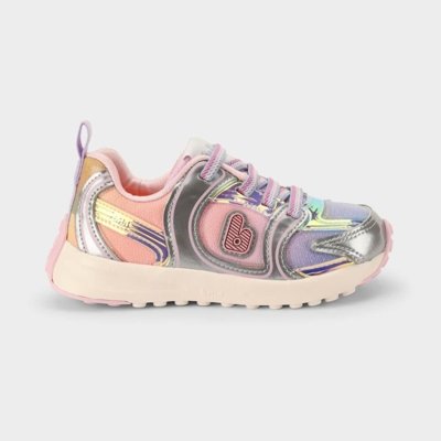 Tênis Infantil Bibi Jogging Prata com Rosa 22