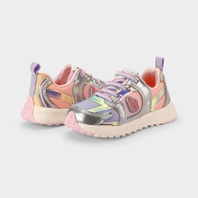 Tênis Infantil Bibi Jogging Prata com Rosa 22