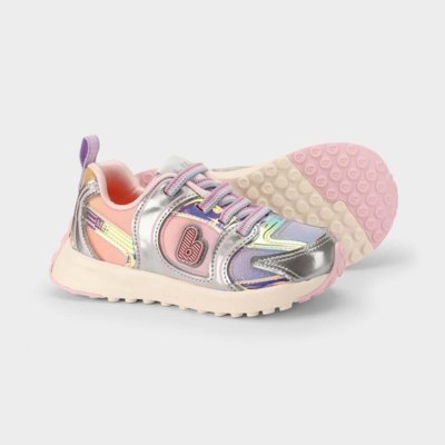 Tênis Infantil Bibi Jogging Prata com Rosa 22