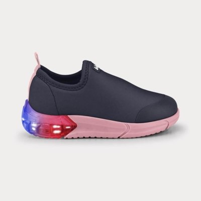Tênis Infantil Bibi Space LED Azul Marinho com Rosa 21