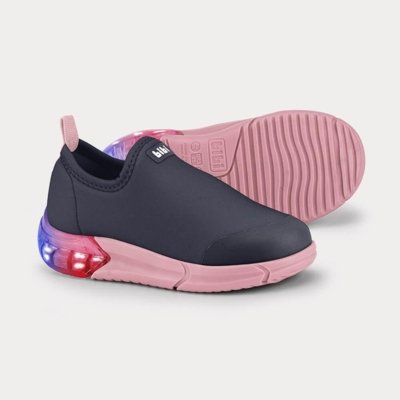 Tênis Infantil Bibi Space LED Azul Marinho com Rosa 21