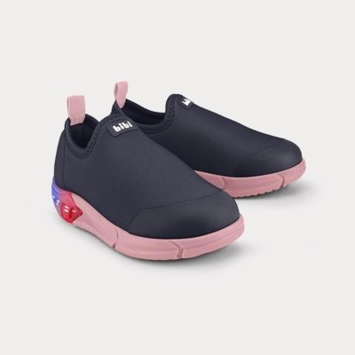 Tênis Infantil Bibi Space LED Azul Marinho com Rosa 21