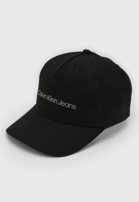 Boné Aberto Calvin Klein Lettering Aba Curva Preto