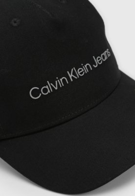 Boné Aberto Calvin Klein Lettering Aba Curva Preto