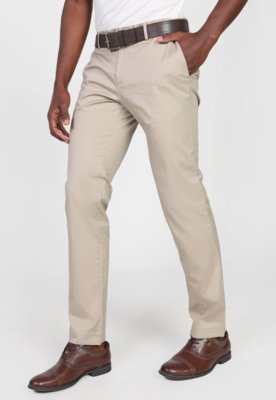 Calça Sarja Calvin Klein Chino Bolsos Bege Menor preço em Calça Sarja Calvin Klein Chino Bolsos Bege